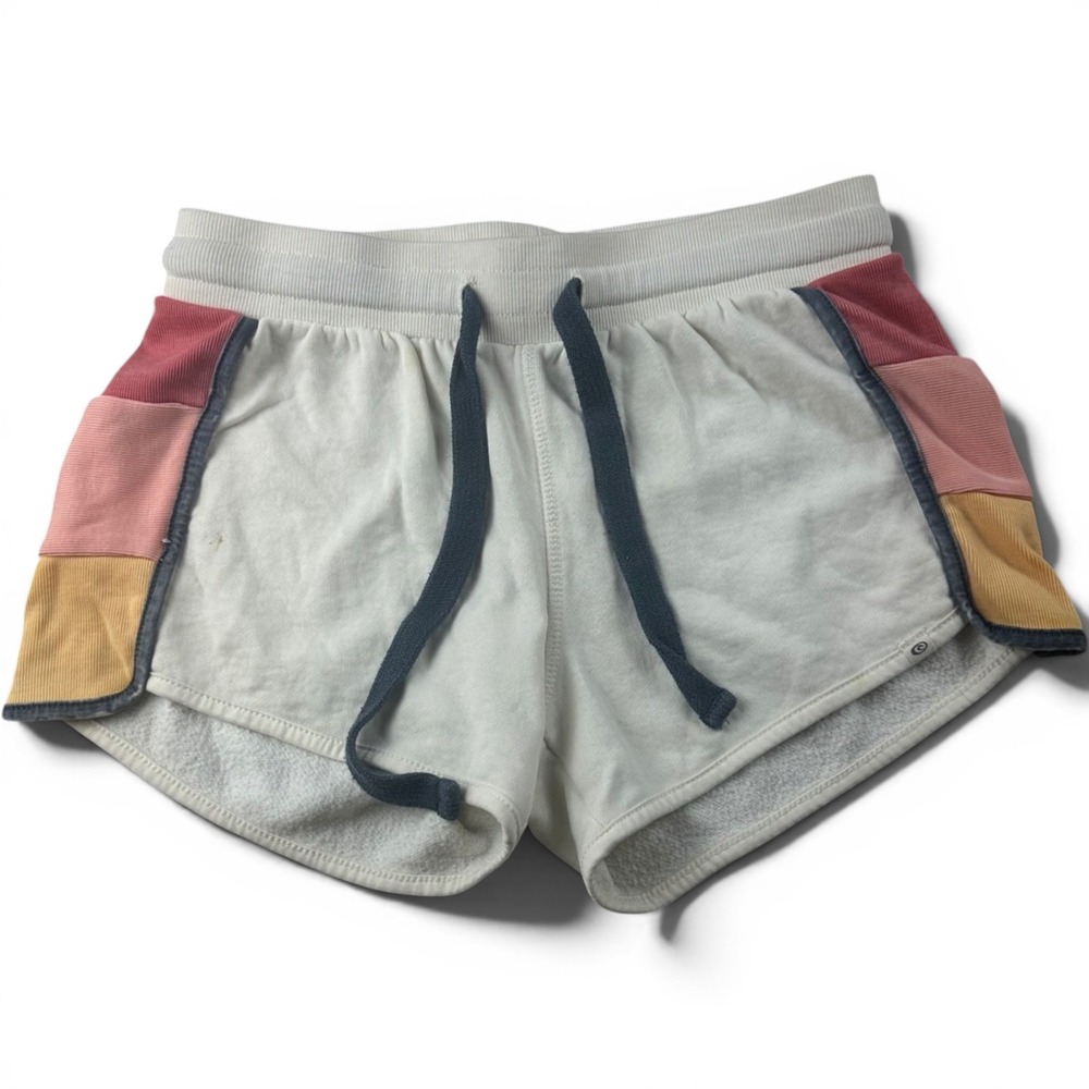 Rip Curl Sweat Shorts Women XXS White Golden State Fleece Drawstring Surf Beach